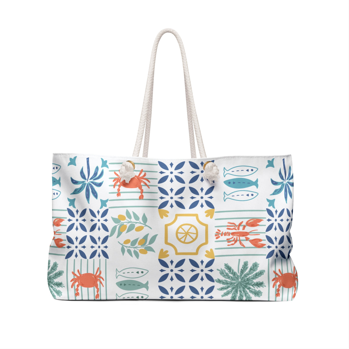 Coastal Catch 24 × 13 inch weekender tote with a playful lobster print — product photo 2
