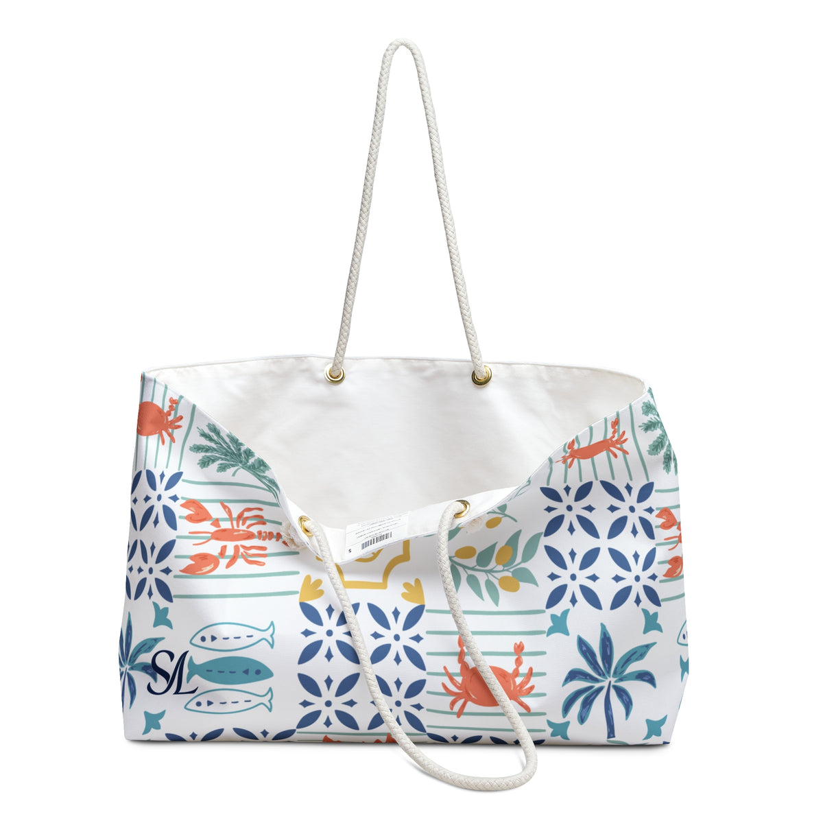 Coastal Catch 24 × 13 inch weekender tote with a playful lobster print — product photo 3