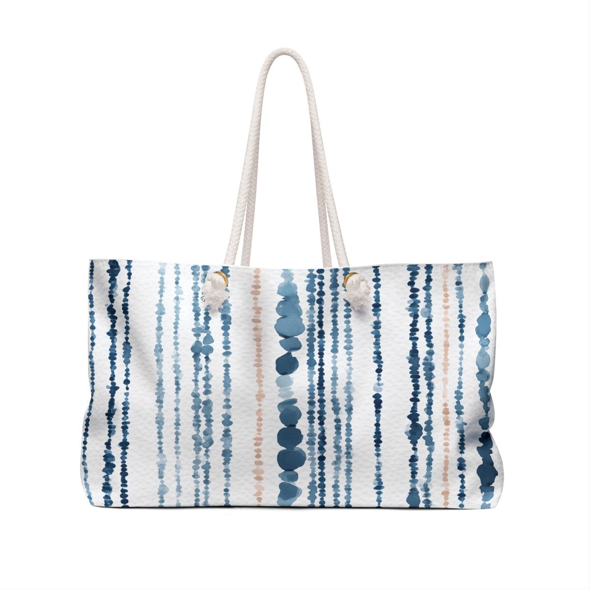 Maritime Stripe 24 × 13 inch weekender tote with blue watercolor stripes — product photo 2