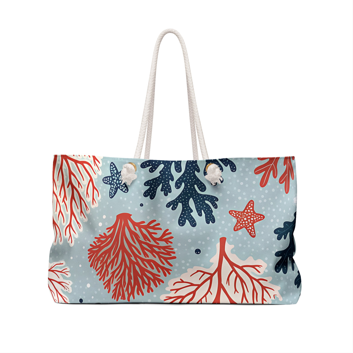 Coral Bay 24 × 13 inch weekender tote with coral and starfish — product photo 2