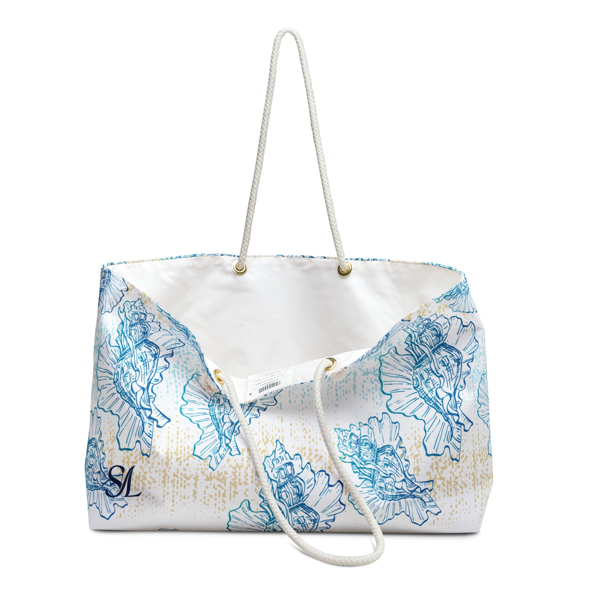 Triton 24 × 13 inch weekender tote with soft blue florals — product photo 3