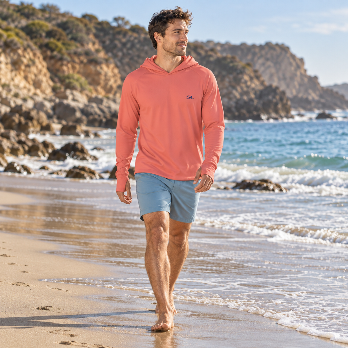 spindrift m wide lifestyle view of Saltline sun hoodie