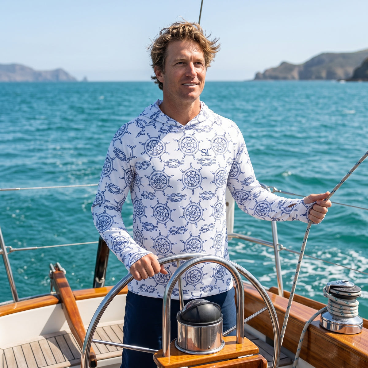 Saltline Voyager UPF 50+ sun hoodie lifestyle image