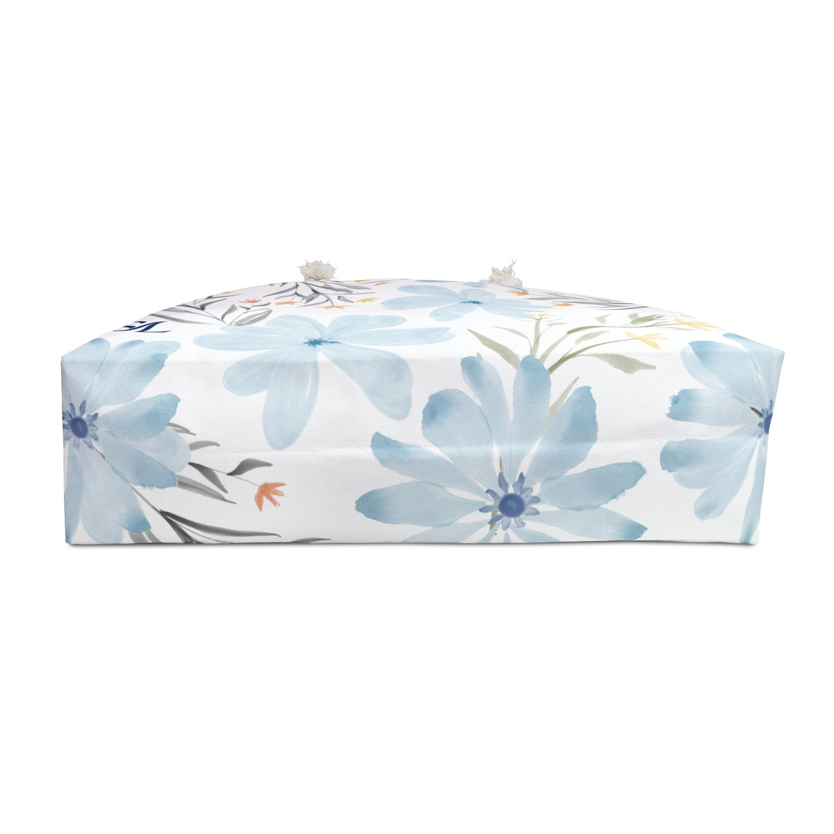Coastal Wildflower 24 × 13 inch weekender tote with light blue wildflowers — product photo 4