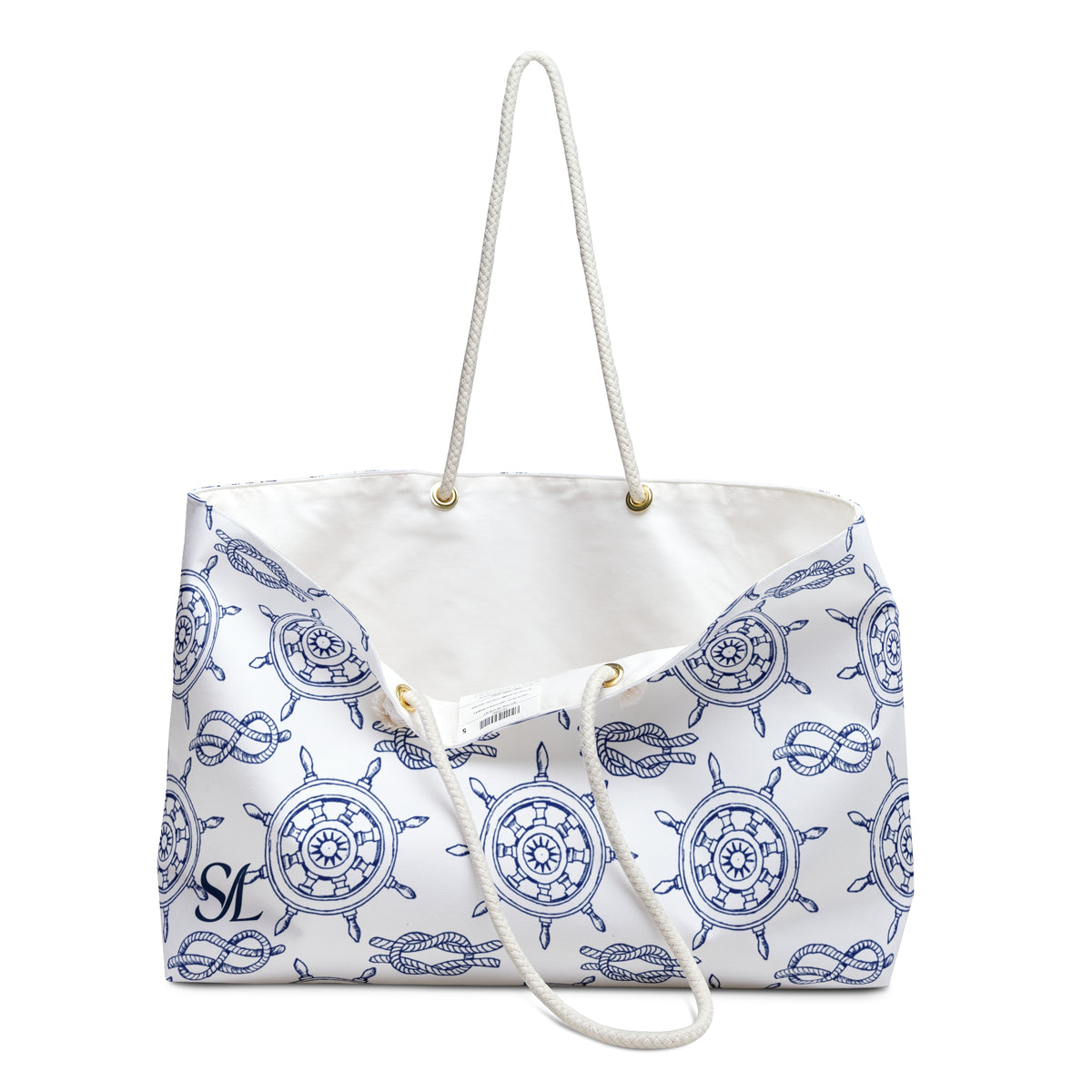 Voyager 24 × 13 inch weekender tote with a ship's wheel print — product photo 3