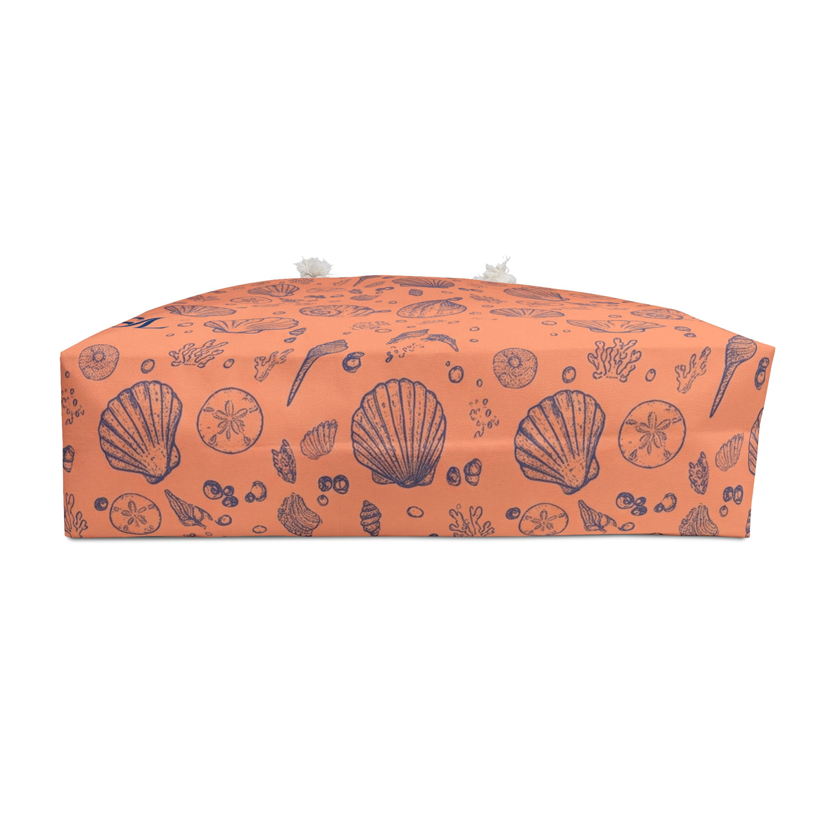 Sunset Shore 24 × 13 inch weekender tote with orange shell motifs — product photo 4