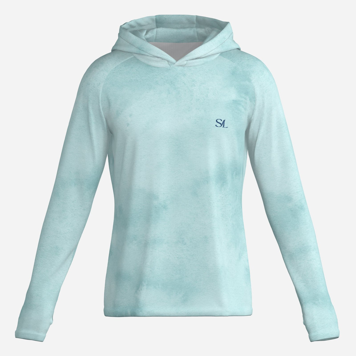 Saltline Sea Glass Teal UPF 50+ sun hoodie front view