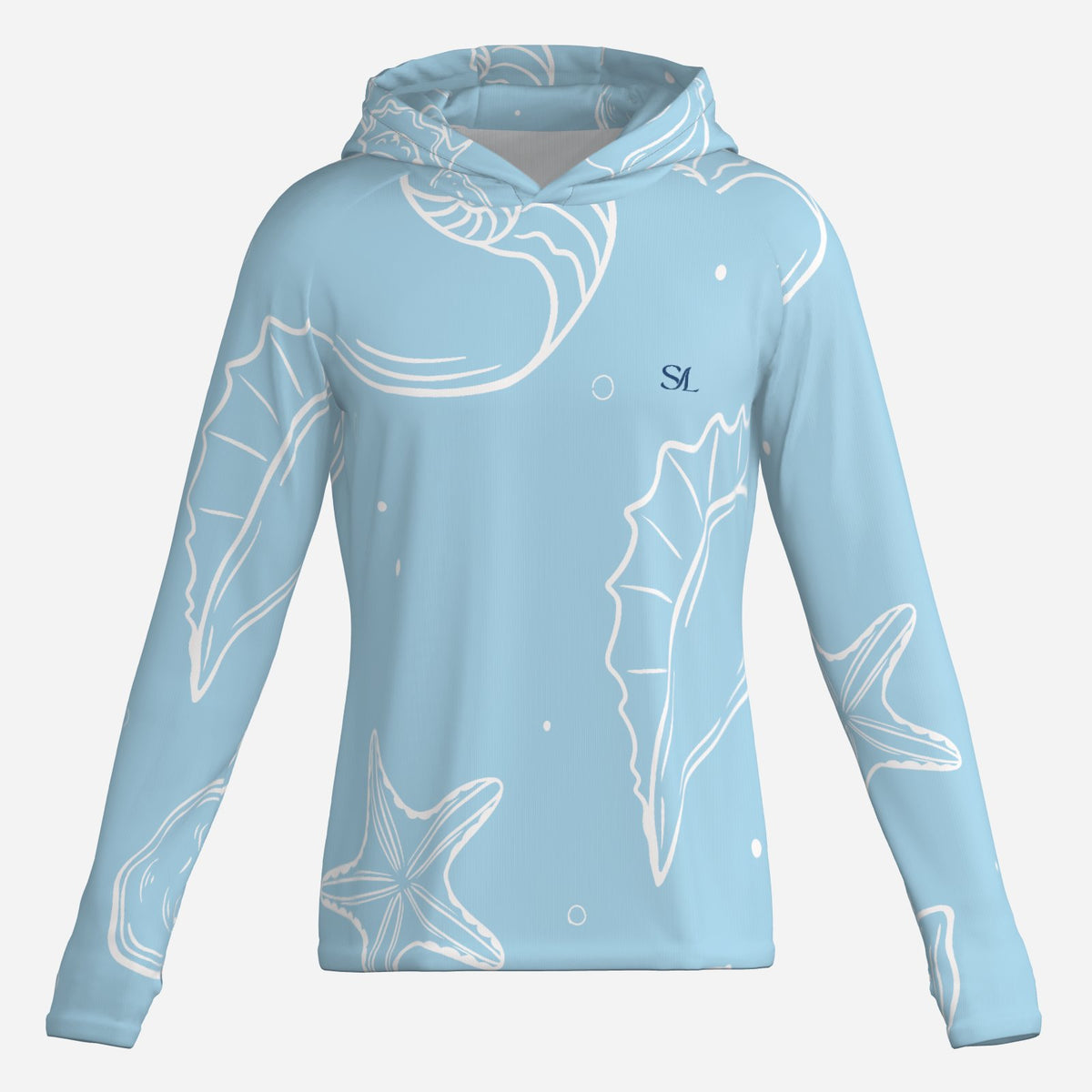 Saltline Coastal Shallows UPF 50+ sun hoodie front view