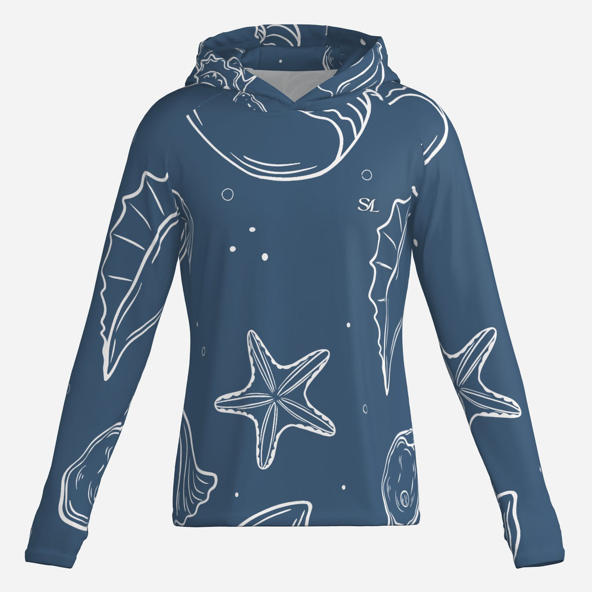 Saltline Deep Sea Botanical UPF 50+ sun hoodie front view