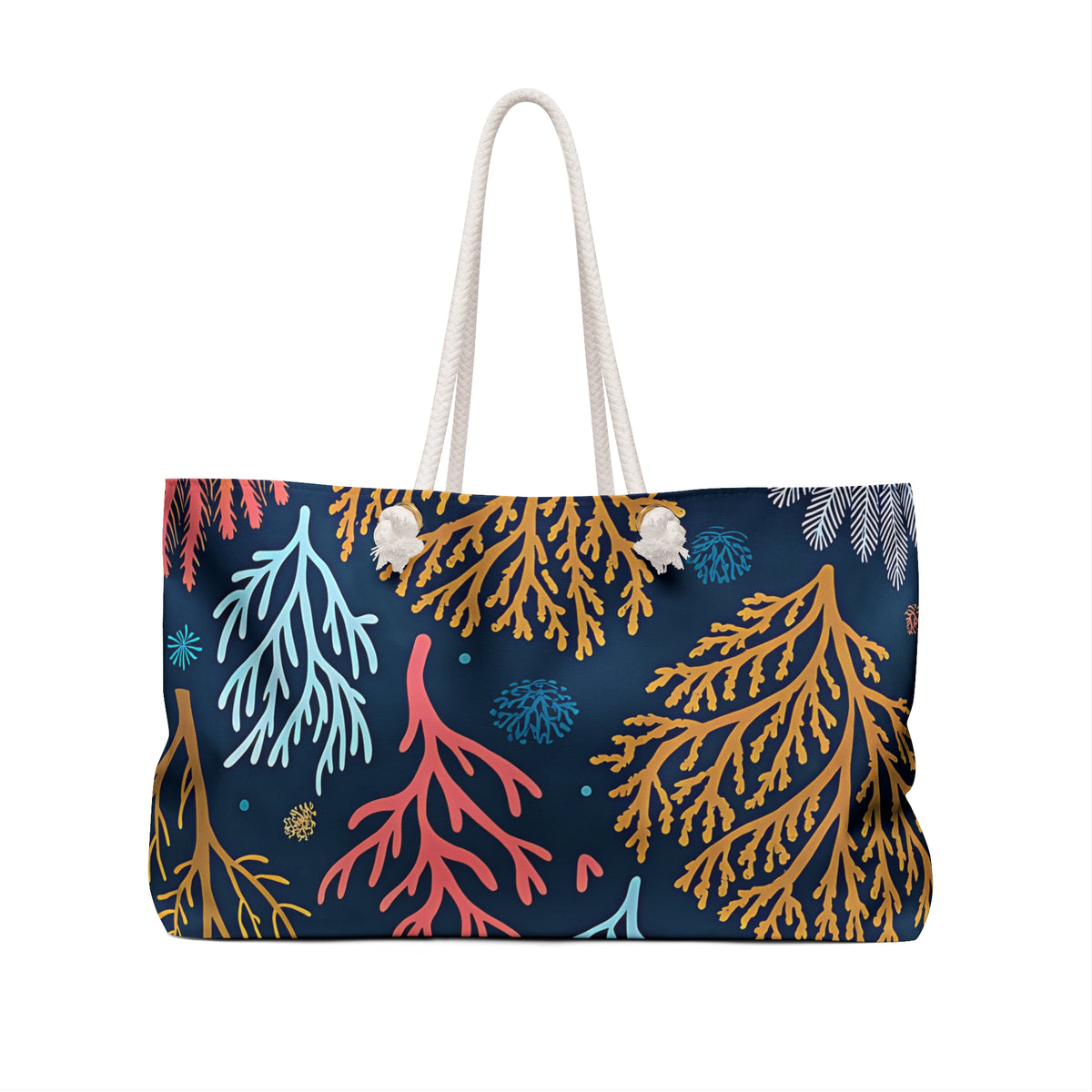 Midnight Coral 24 × 13 inch weekender tote with a coral-inspired print — product photo 2