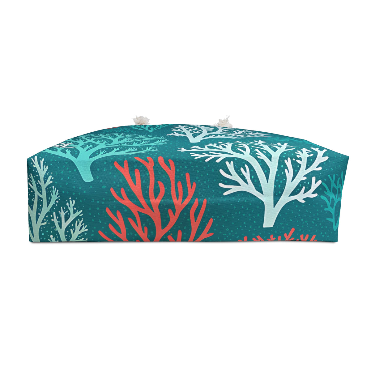 Key Largo 24 × 13 inch weekender tote with teal and coral branches — product photo 4