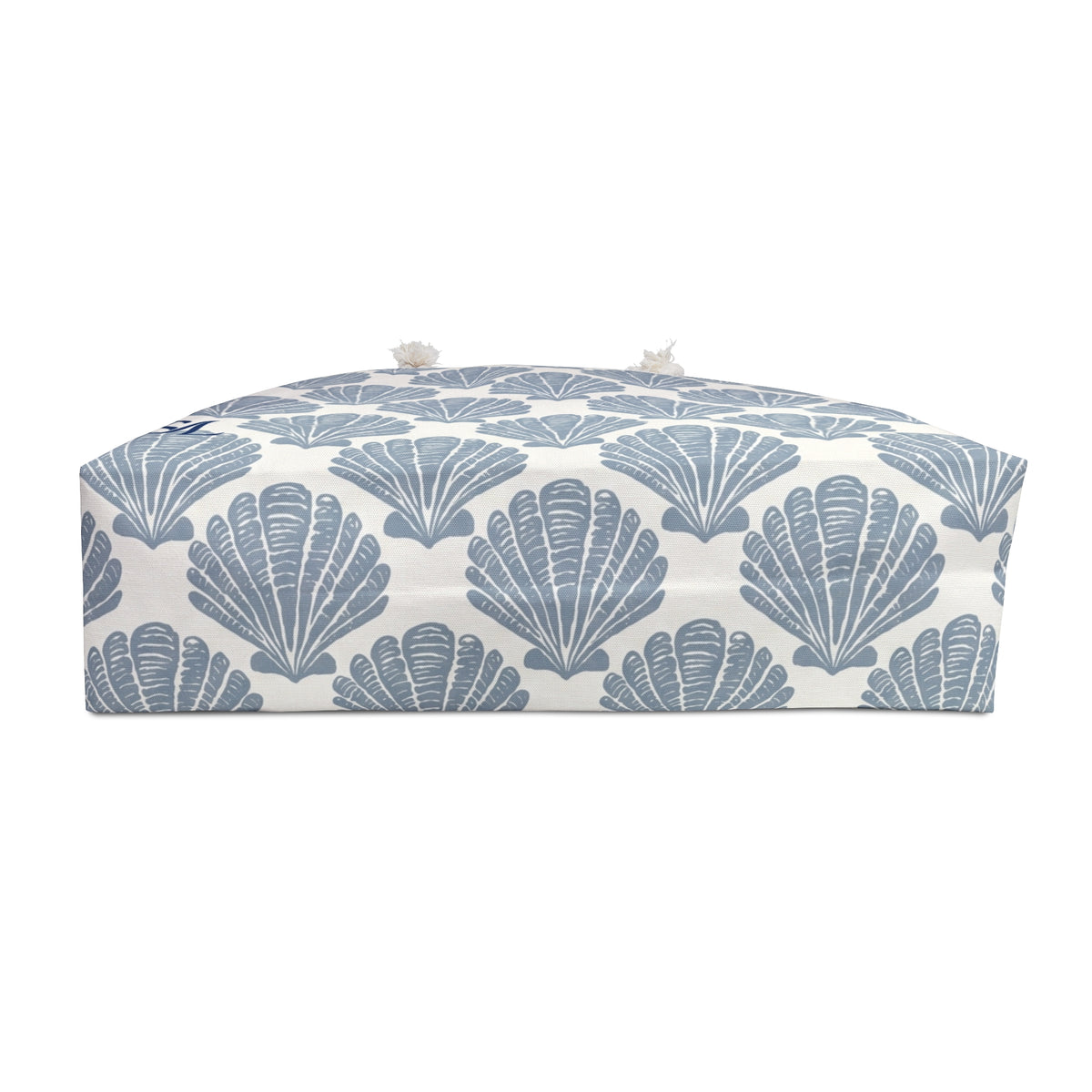 Classic Scallop 24 × 13 inch weekender tote with a line of blue scallop shells — product photo 4