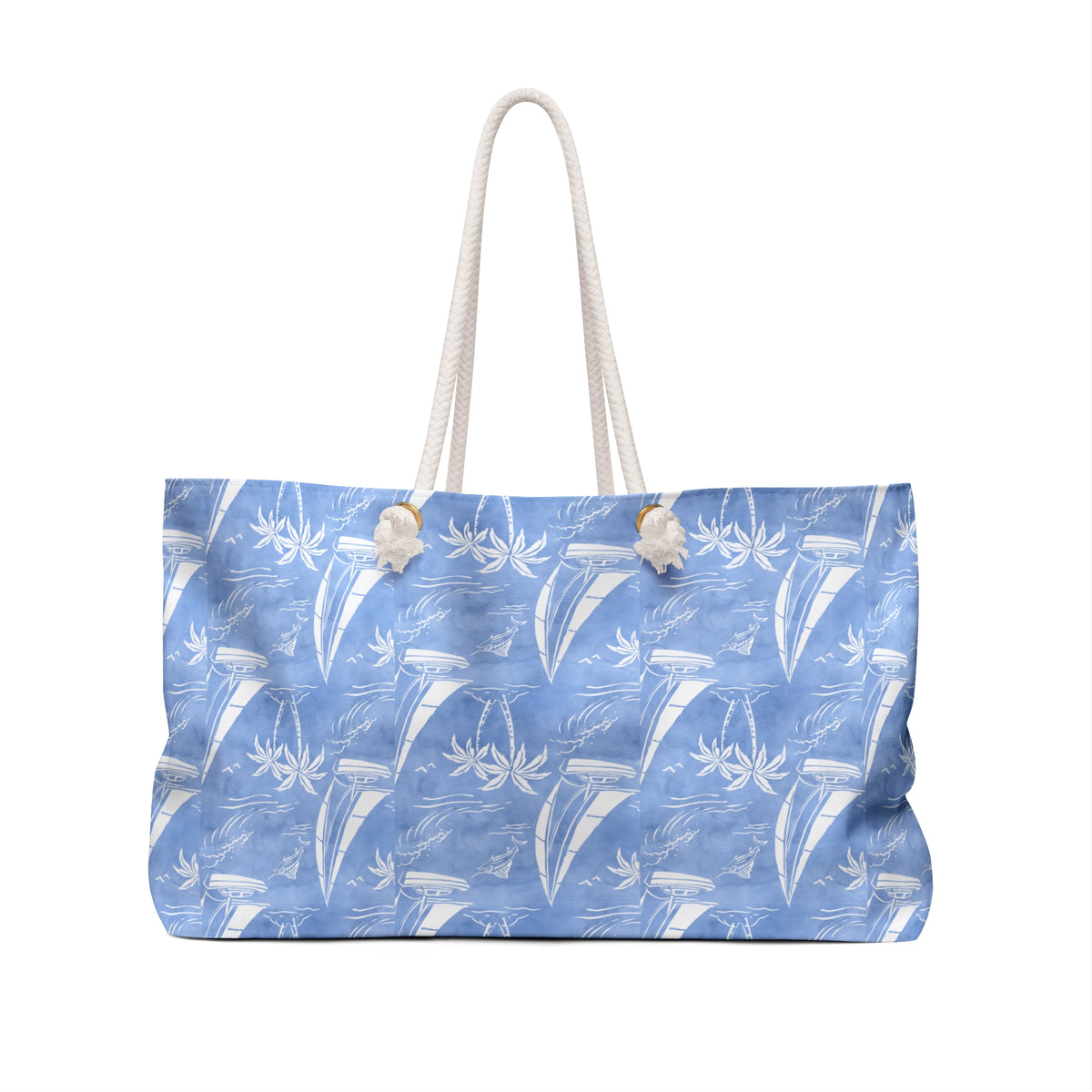 Trade Winds 24 × 13 inch weekender tote with blue sailboats — product photo 2