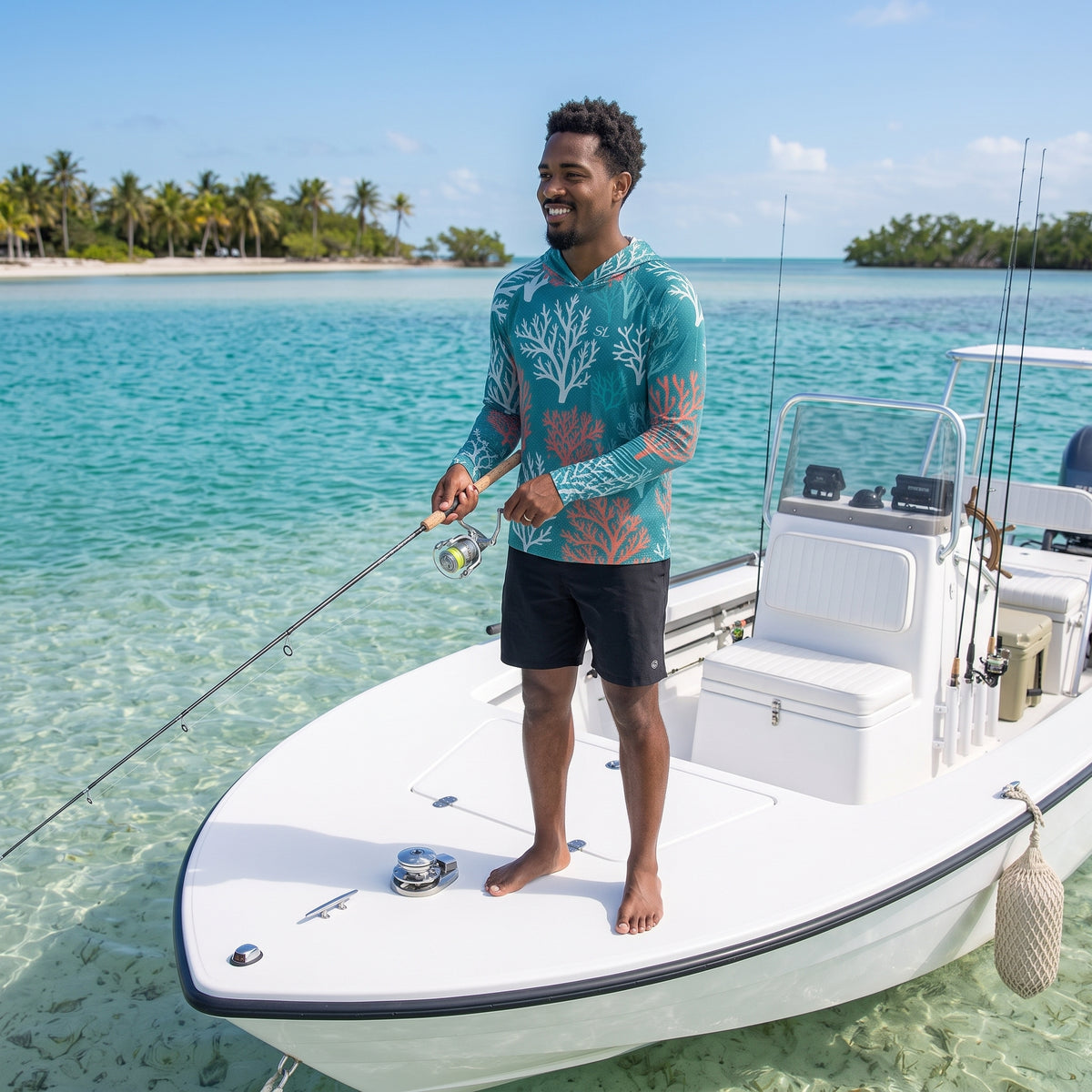Saltline Key Largo UPF 50+ sun hoodie lifestyle image