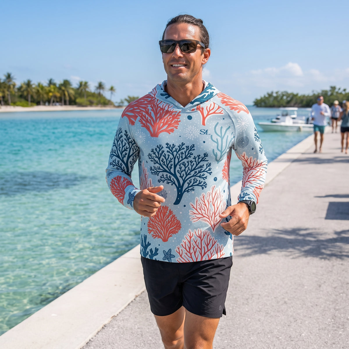 Saltline Coral Bay UPF 50+ sun hoodie lifestyle image