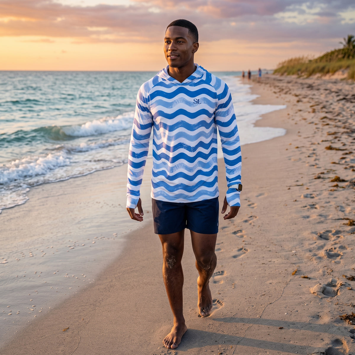 Saltline Ocean Swell UPF 50+ sun hoodie lifestyle image